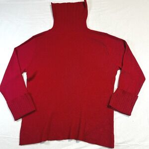 Red Ribbed Turtleneck Sweater Womens XL 16/18‎ Long Sleeve Knit Top Cozycore